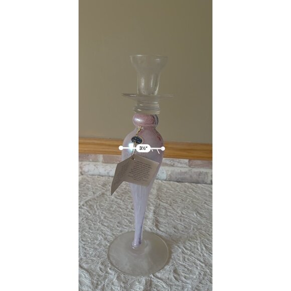 Vintage Murano Glass Pink & Blue Swirled Candlestick Made In Italy Cristalvi - Picture 12 of 13